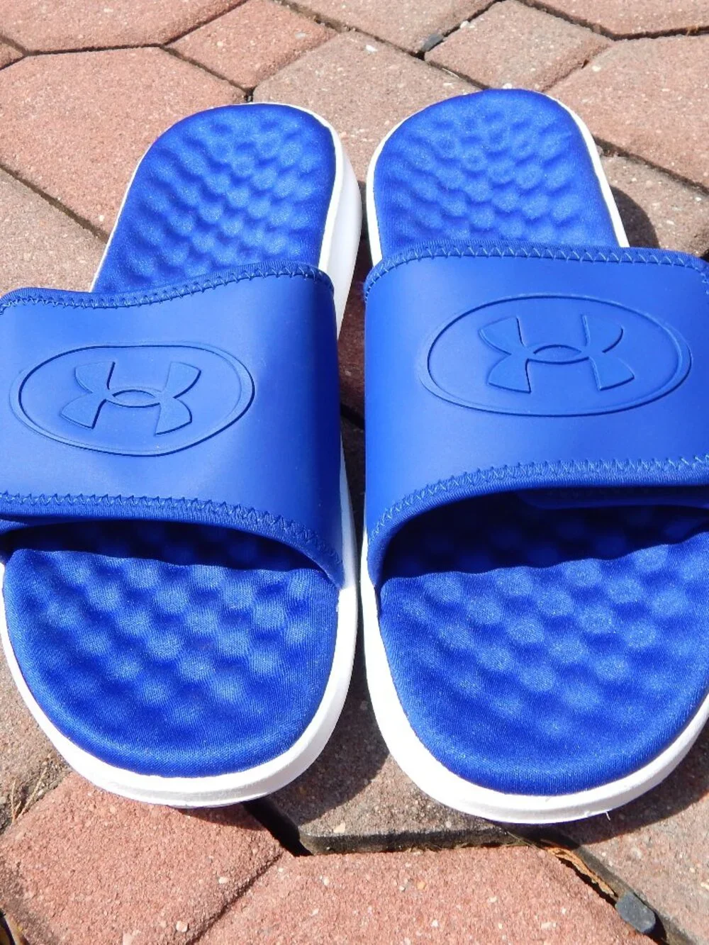 UNDER ARMOUR Womens IGNITE Royal Blue Sandals Size 8 NEVER WORN - Picture 1 of 4
